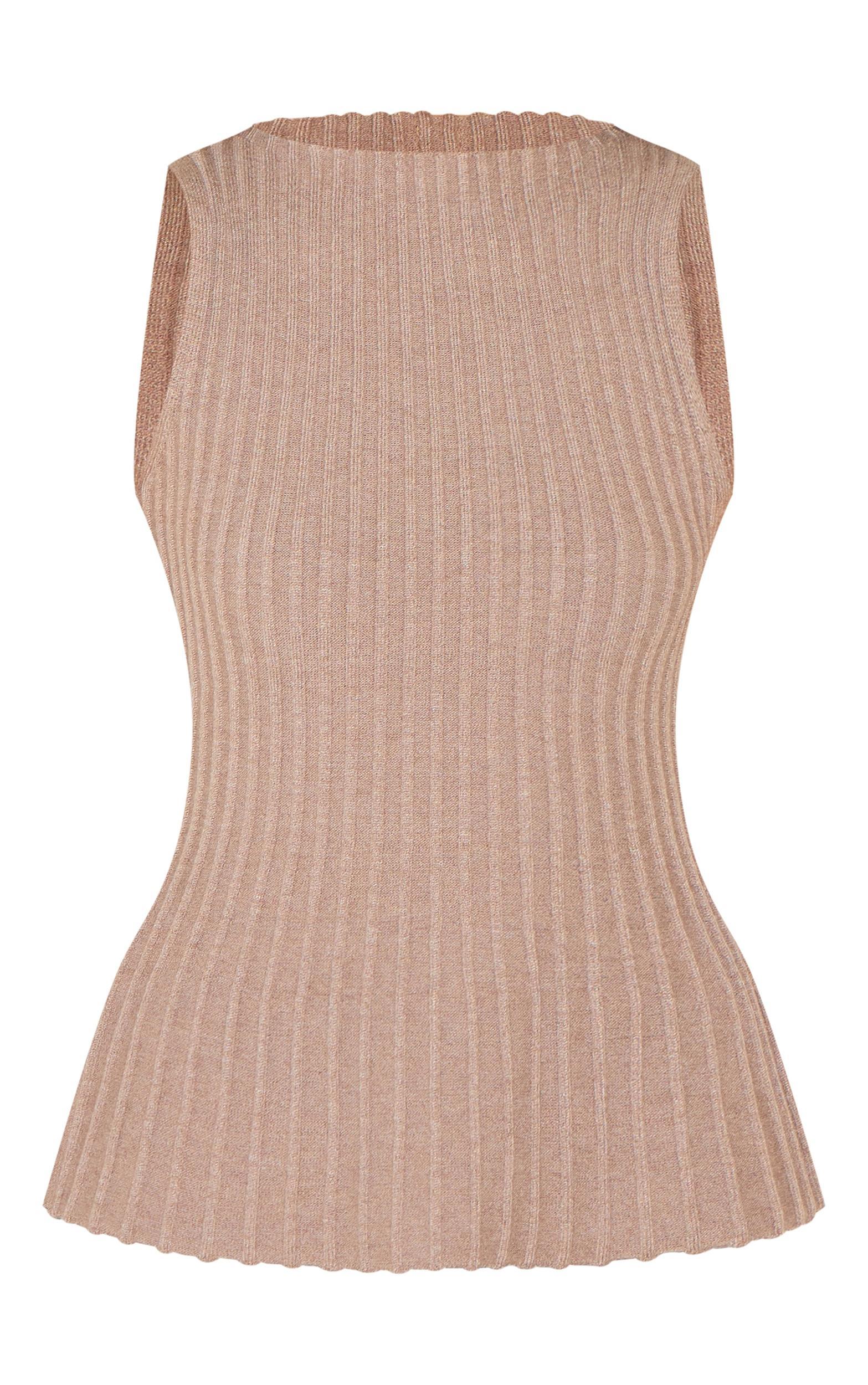 Mocha Rib Knit Boat Neck Peplum Top Product Image