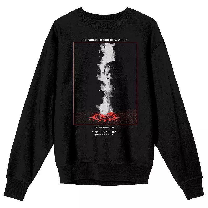 Men's Supernatural To Hell Long Sleeve Graphic Pullover, Size: XL, Black Product Image