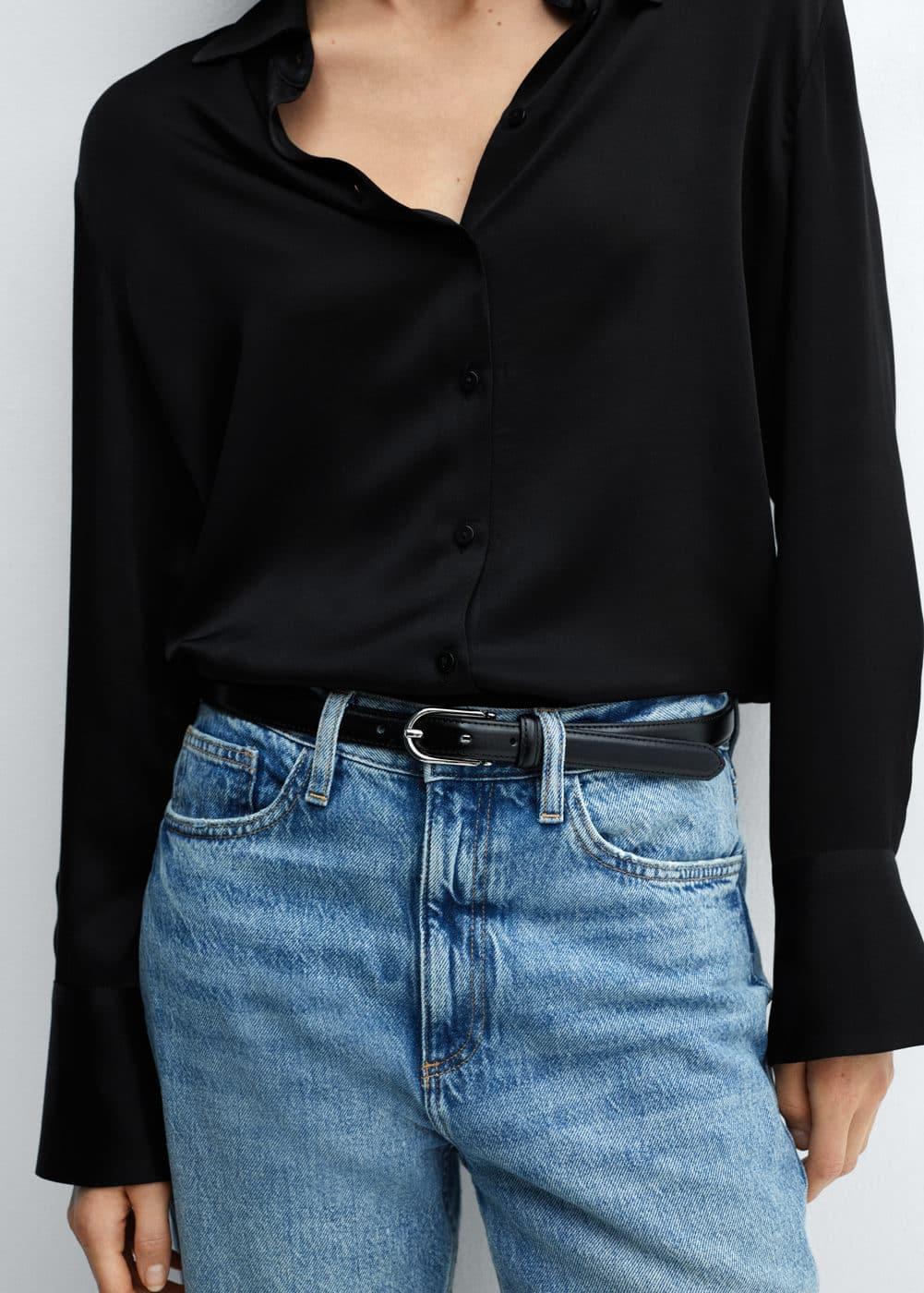 Mango Womens Satin Finish Flowy Shirt Product Image