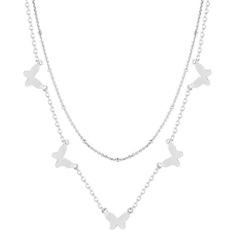 Sunkissed Sterling Cubic Zirconia Double Layered Butterfly Necklace, Women's, Size: 17", Gold Tone Product Image