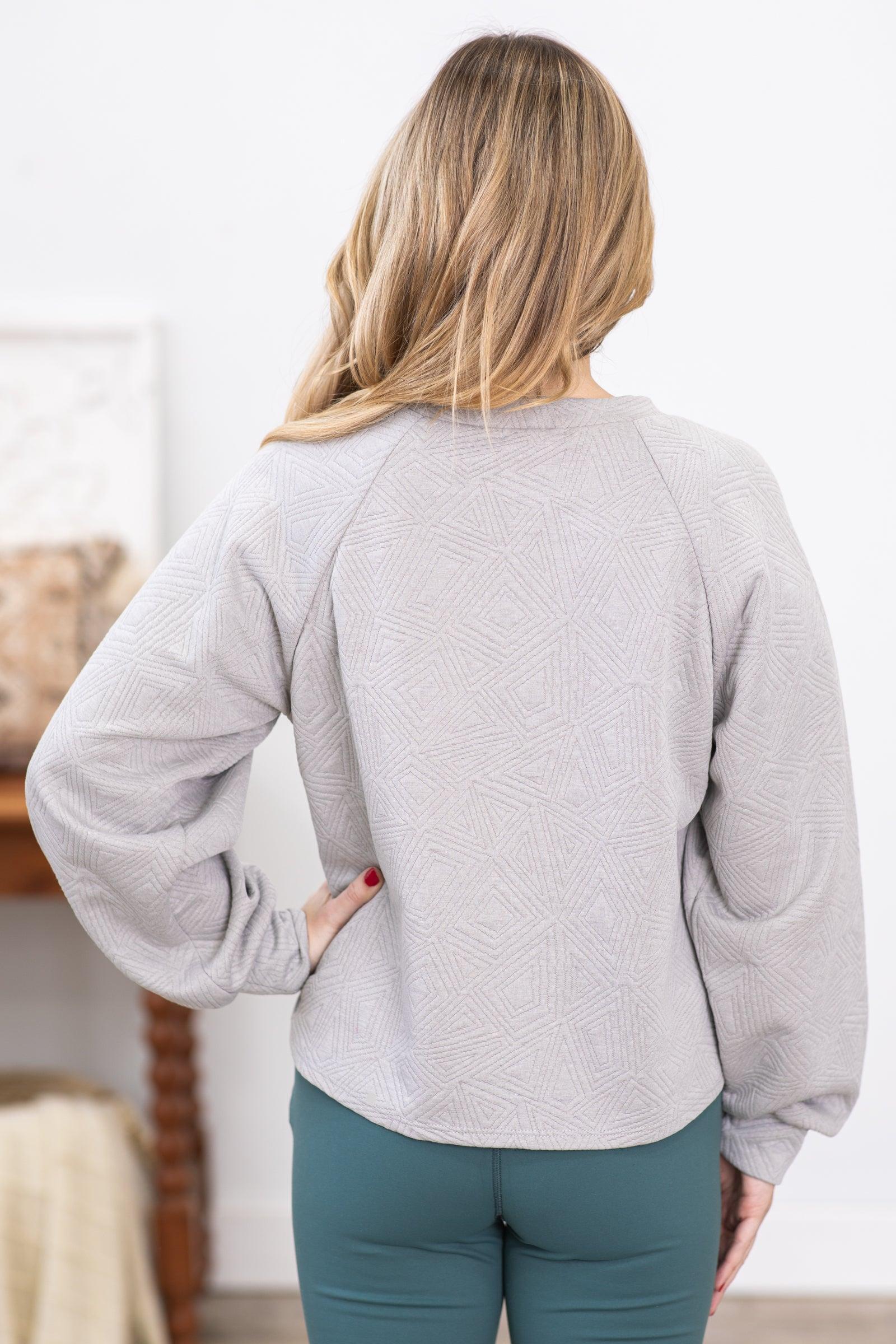 Heather Grey Quilted Knit Top Product Image