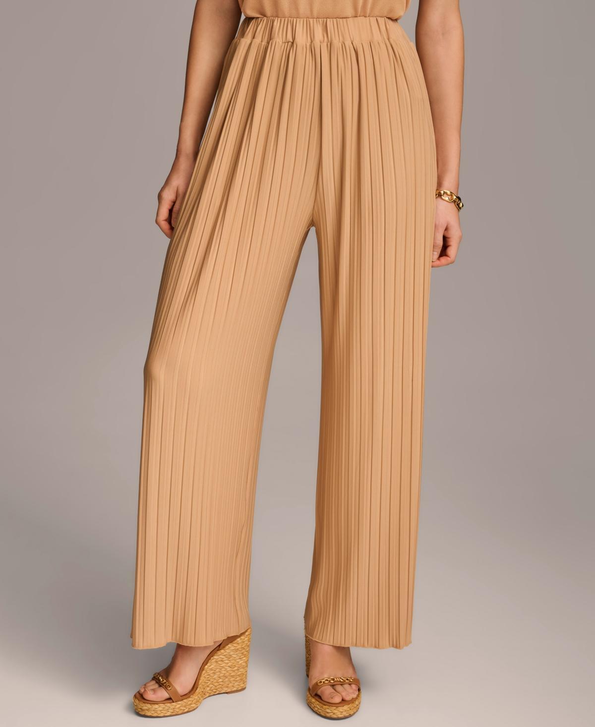Donna Karan Womens Pull-On Pleated Wide Leg Pants Product Image