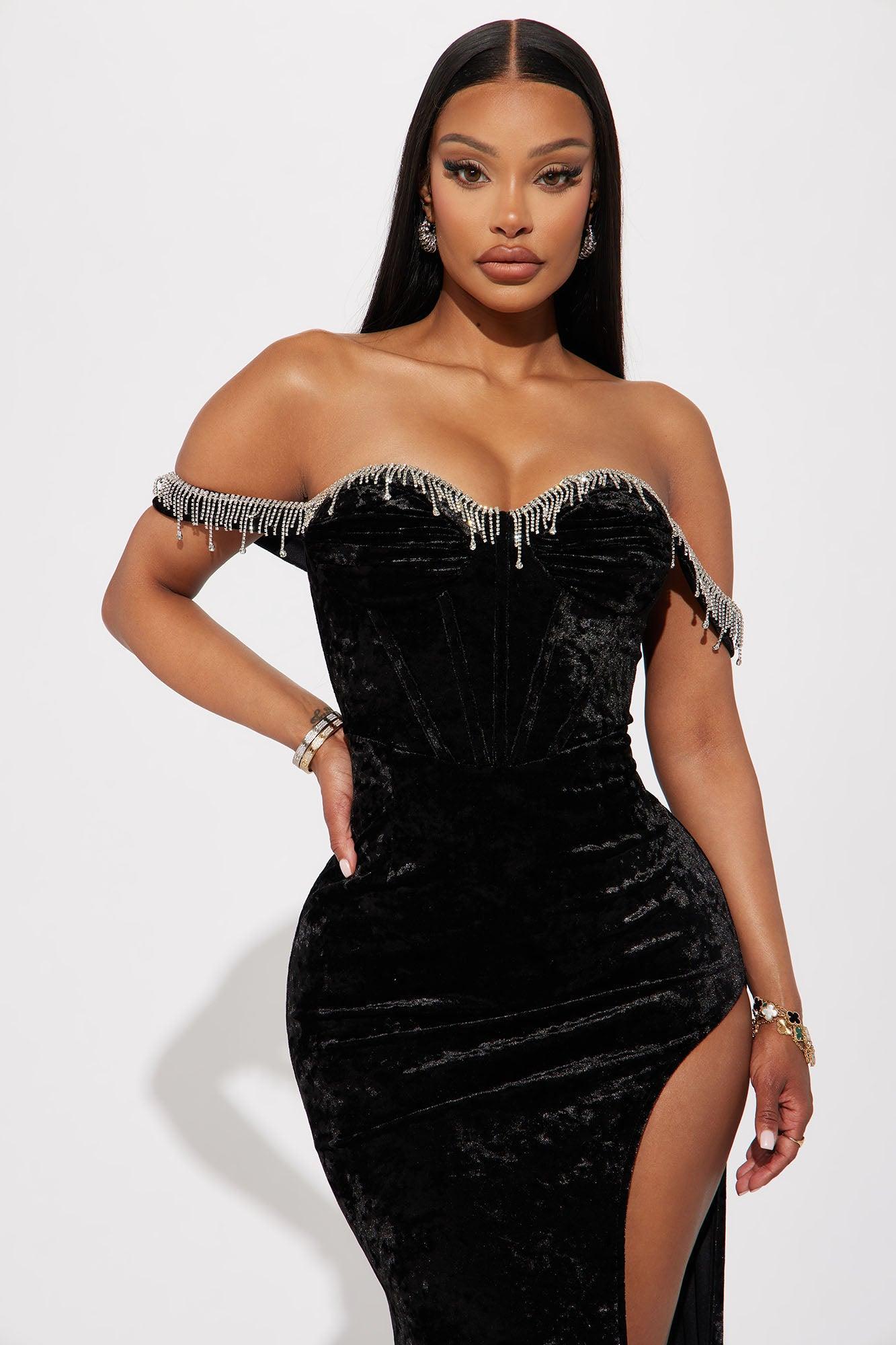 Gemma Velvet Maxi Dress - Black Product Image