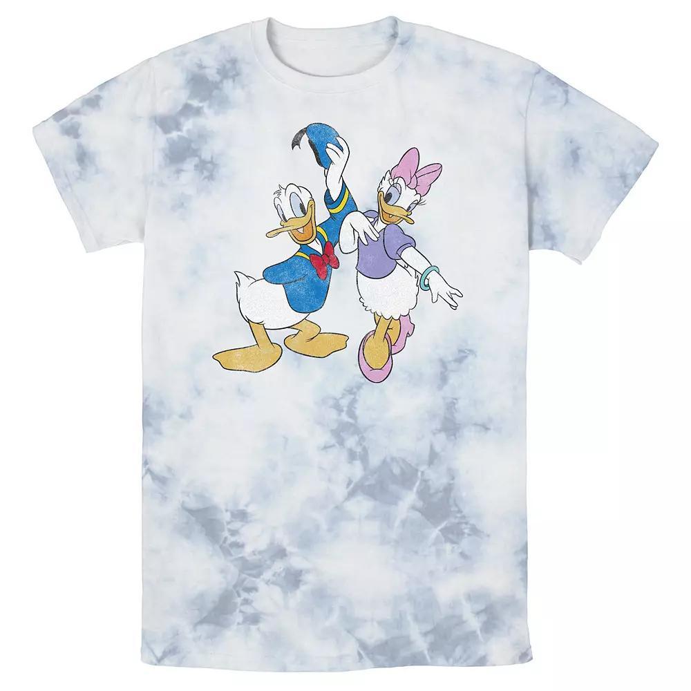 Men's Disney Mickey And Friends Donald And Daisy Distressed Wash Tee, Size: Medium, White Blue Product Image