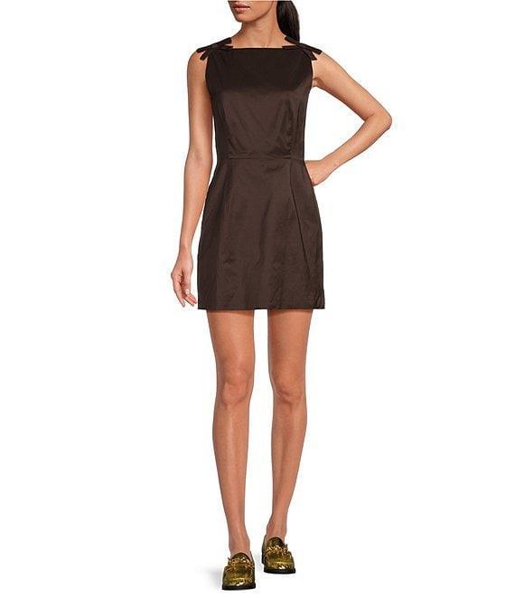 Gianni Bini x Lilly Sisto Blakely Taffeta Boat Neck Bow Detail Sleeveless Scoop Back Mini Dress Product Image