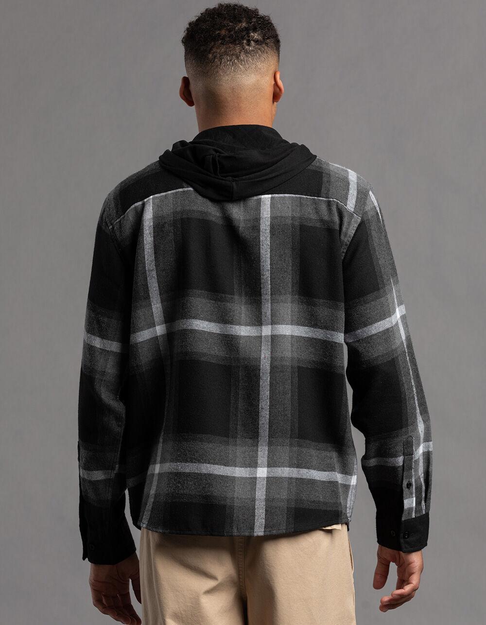 RSQ Mens Plaid Hooded Flannel - BLK/GRY Product Image