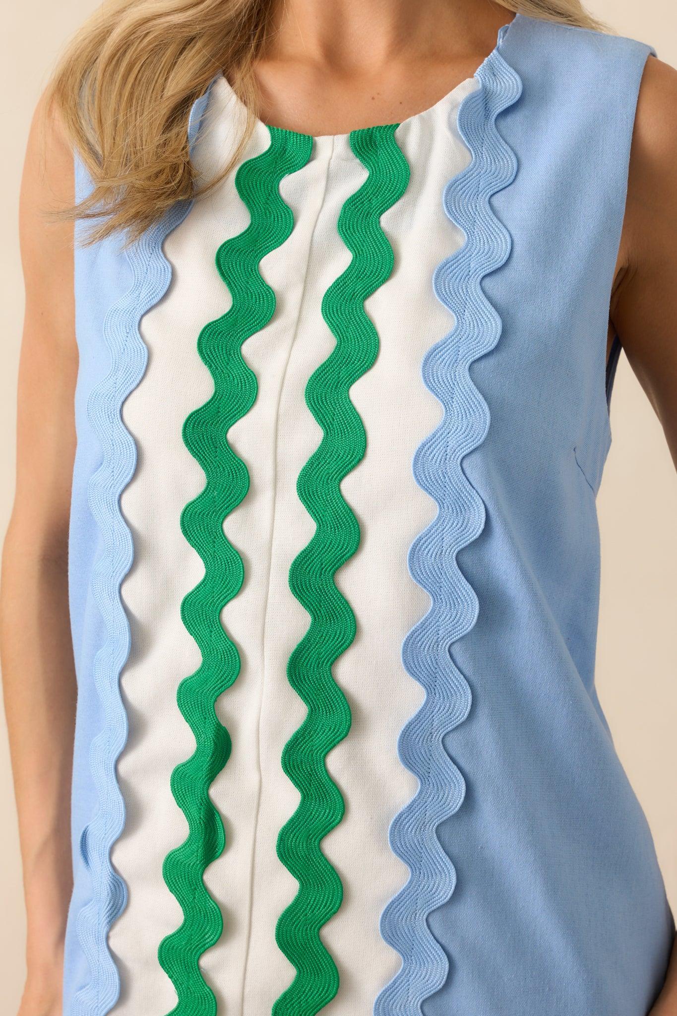Before You Say A Word Light Blue Linen Blend Mini Shift Dress Product Image