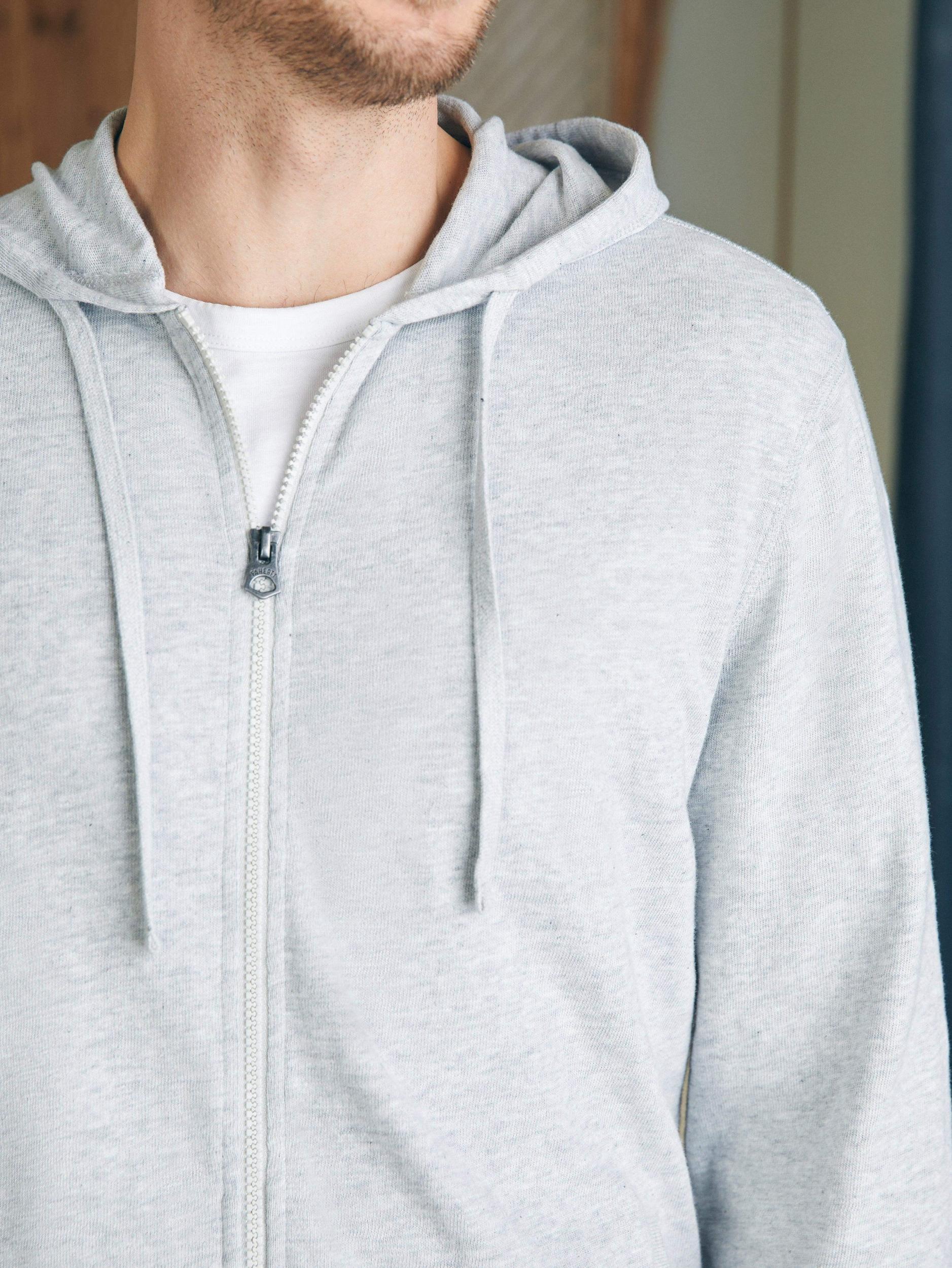 Sunwashed Slub Zip Hoodie - Light Grey Heather Male Product Image