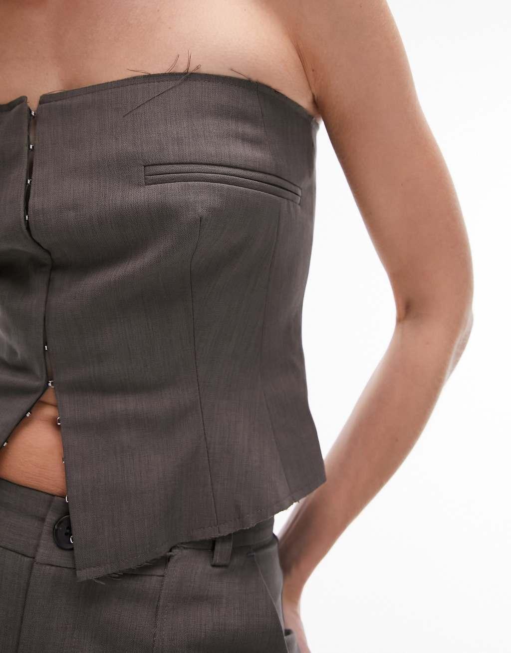 Topshop raw seam detail corset top Product Image