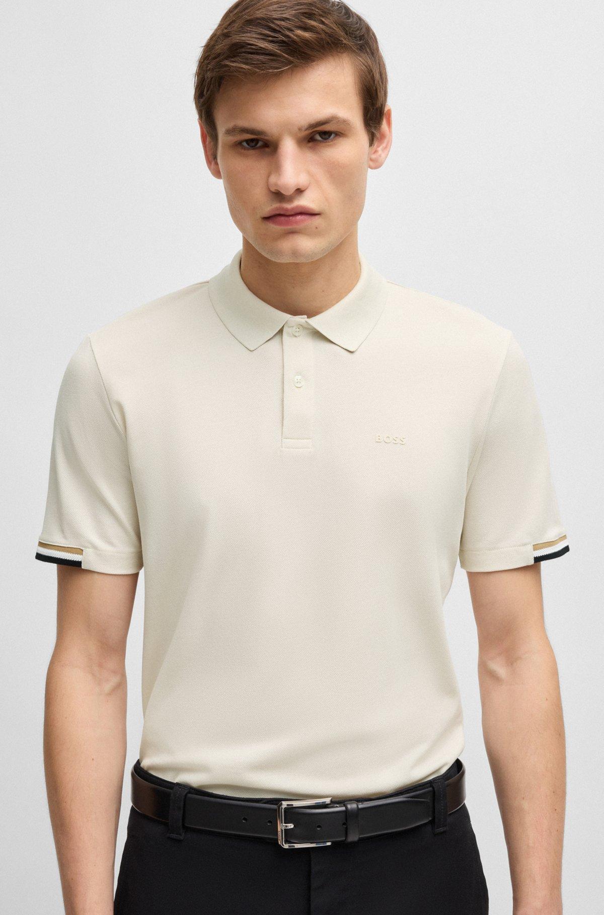 Regular-fit polo shirt with rubberized logo Product Image