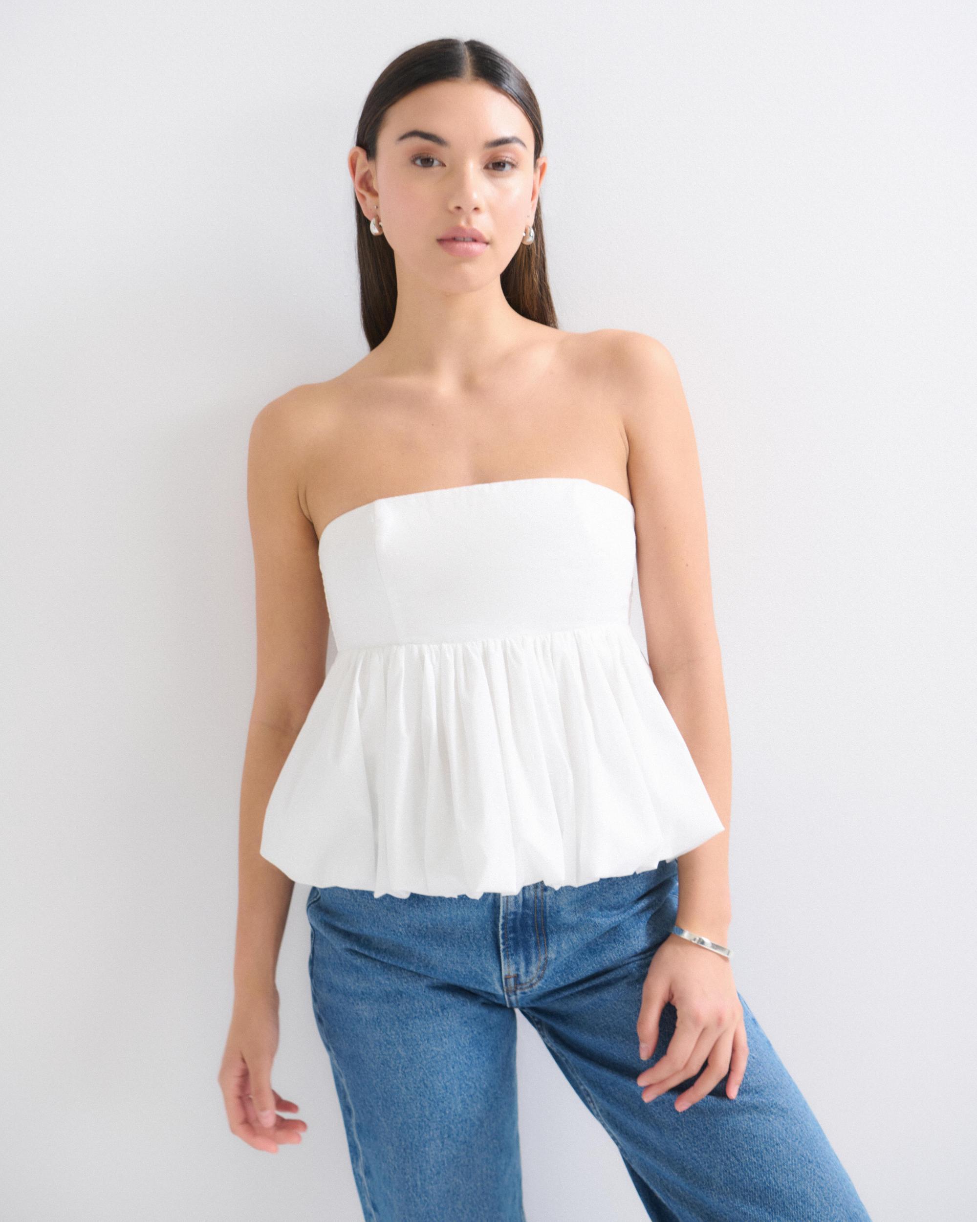 Strapless Bubble Hem Top Product Image