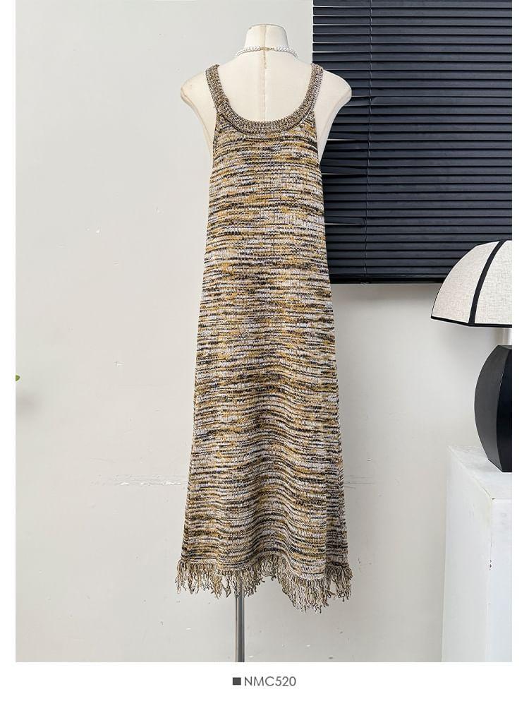 Tassel-Hem Melange Tank Dress Product Image