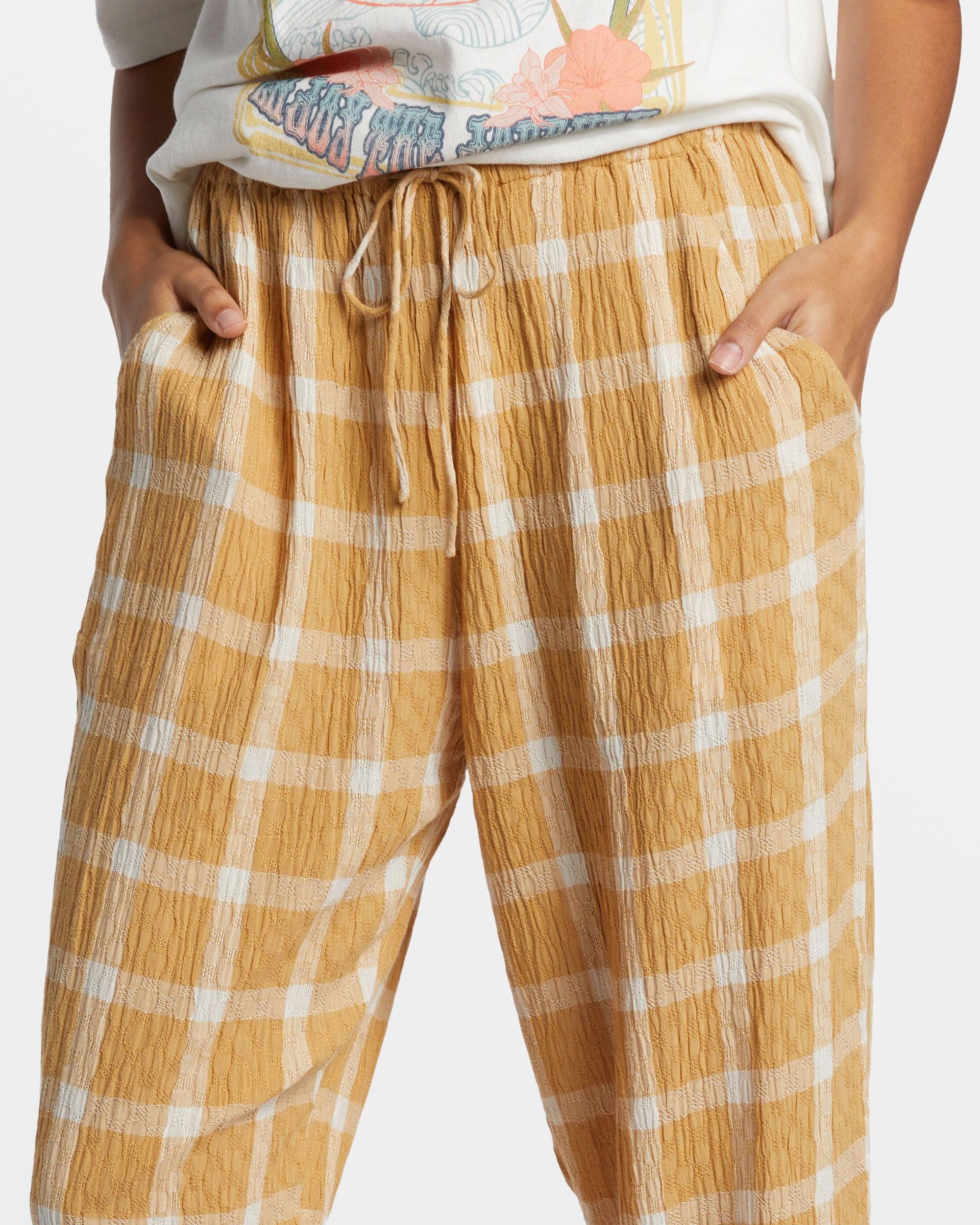 Plaid Out Elastic Waist Pants - Hemp 2 Female Product Image