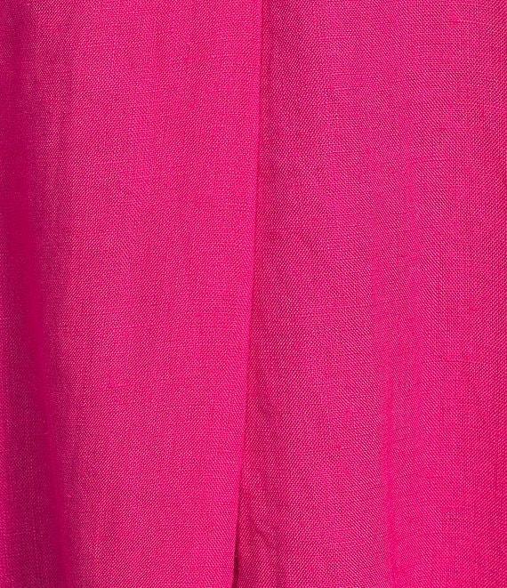Eileen Fisher Petite Size Organic Linen Notch Collar V-Neck Cap Sleeve Shirt Dress Product Image