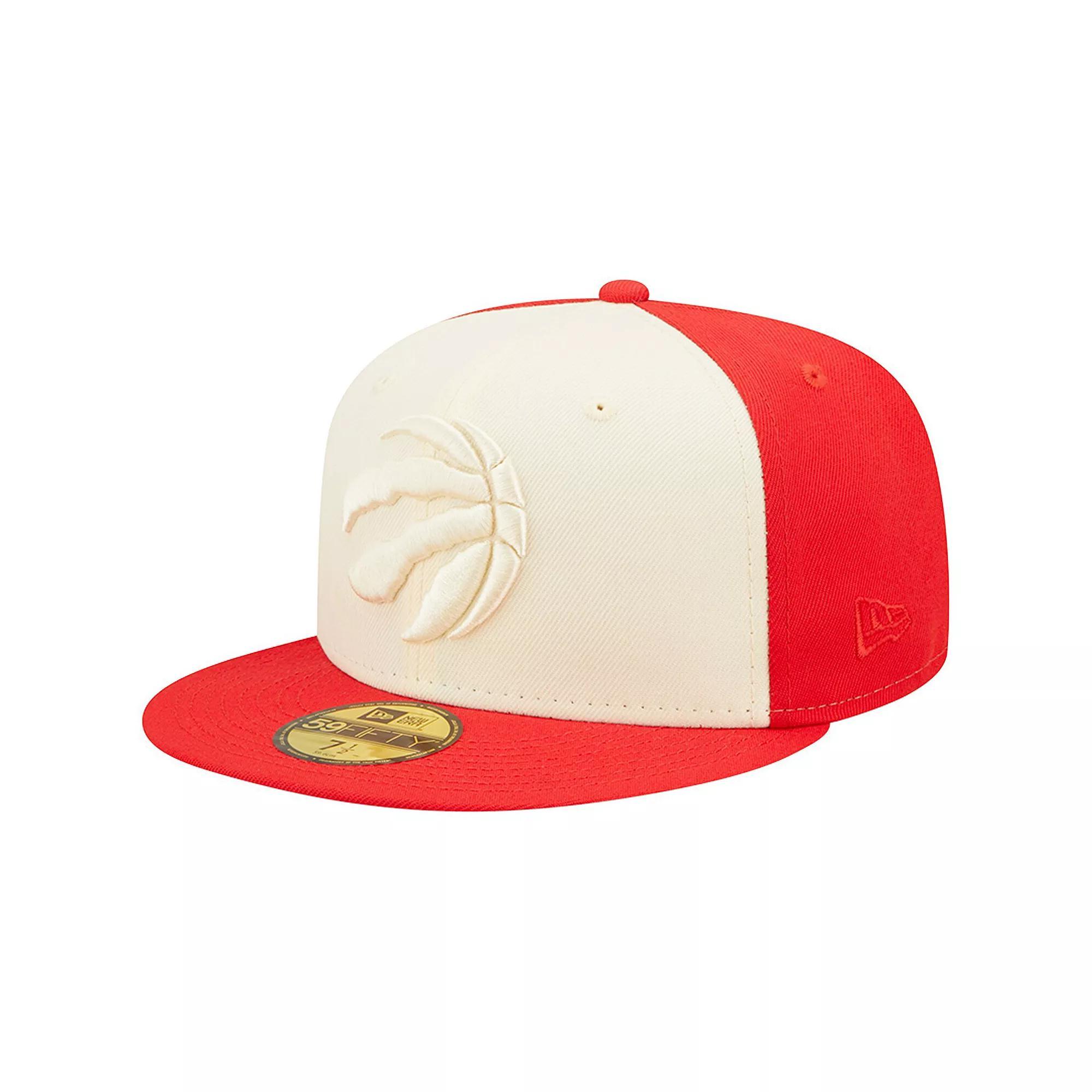 Men's New Era Cream/Red Toronto Raptors Cork Two-Tone 59FIFTY Fitted Hat, Size: 6 7/8, Rpt Beige Product Image