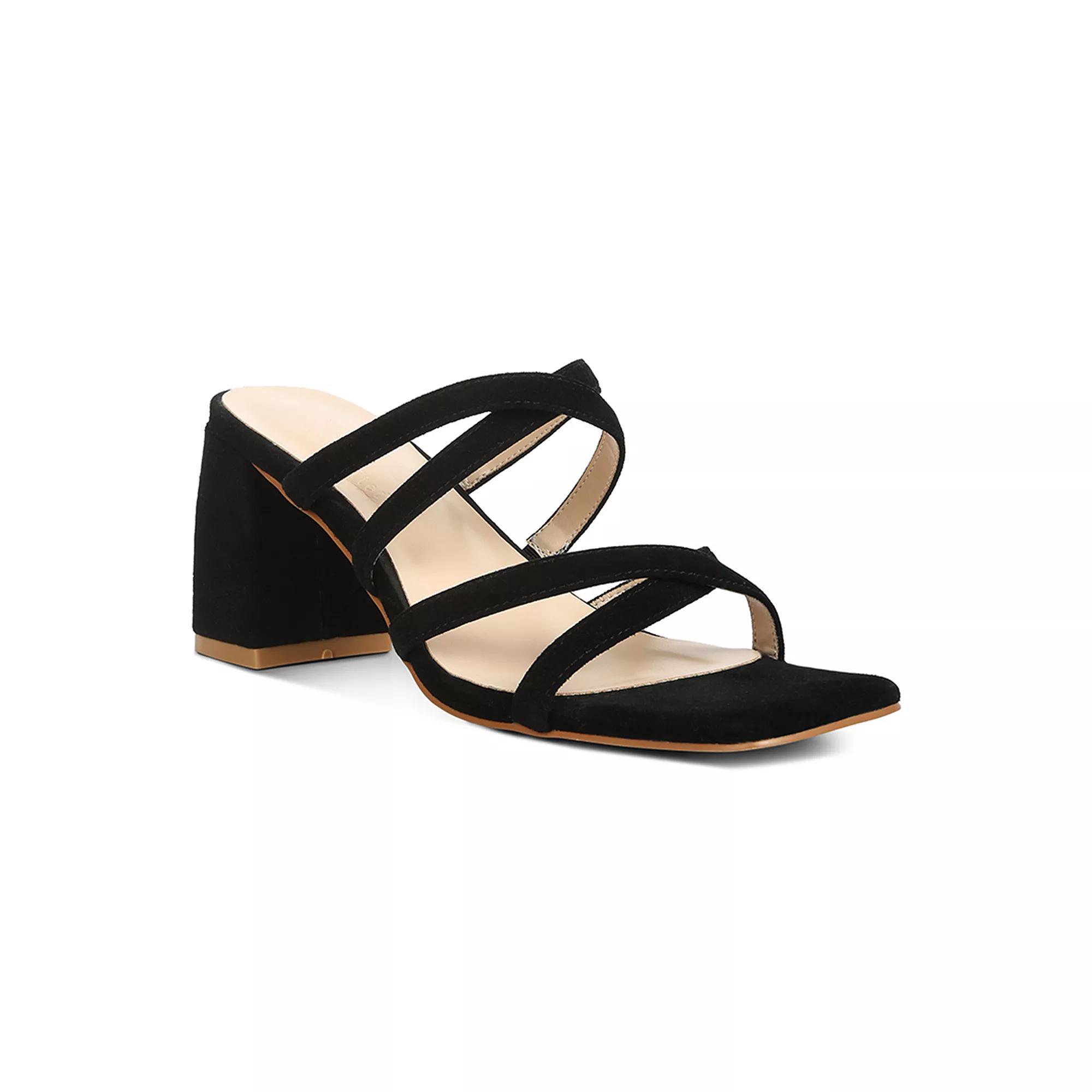 Rag & Co Valentina Women's Suede Strappy Block Heel Sandals, Size: 9, Black Product Image