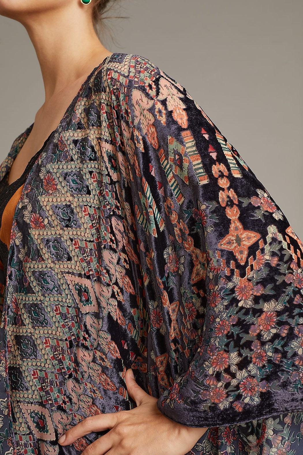 Multicolored Velvet Kimono Black Product Image