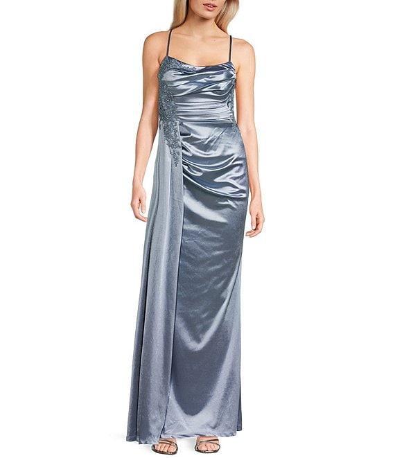 City Vibe Heavy Shiny Knit Scoop Neck Ruched Bodice Dress Product Image