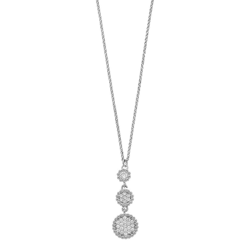 Sterling Silver Cubic Zirconia Cluster Adjustable Necklace, Women's, Size: 18" Product Image