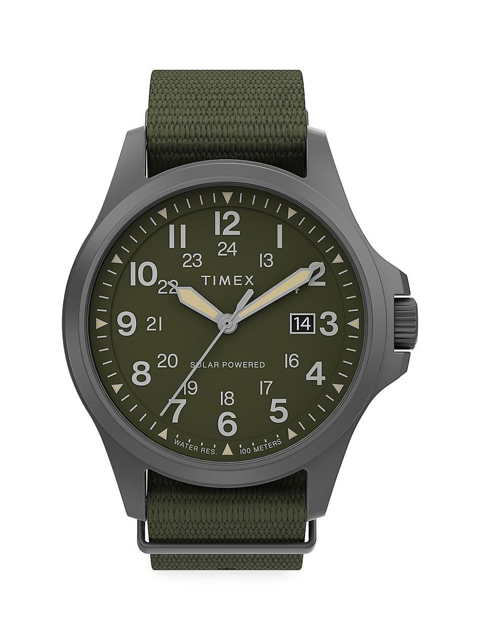 Timex Mens Solar Green Fabric Strap Watch 41 mm Product Image