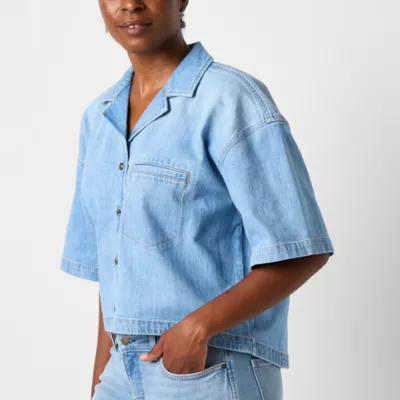 a.n.a Womens Short Sleeve Regular Fit Button-Down Shirt Product Image