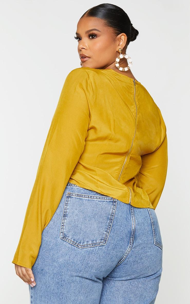 Plus Chartreuse Ruched Front Blouse Product Image