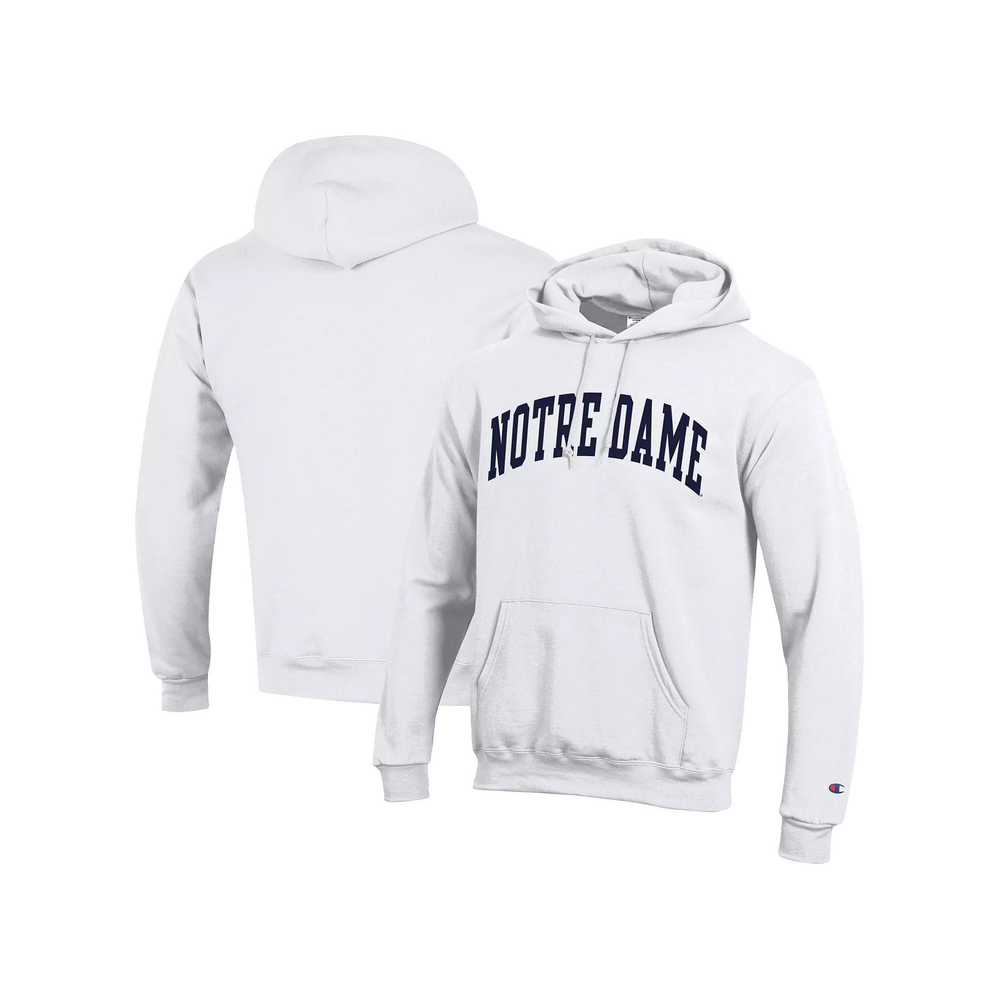 Men's Champion  White Notre Dame Fighting Irish Basic Arch Fleece Pullover Hoodie, Size: Small Product Image