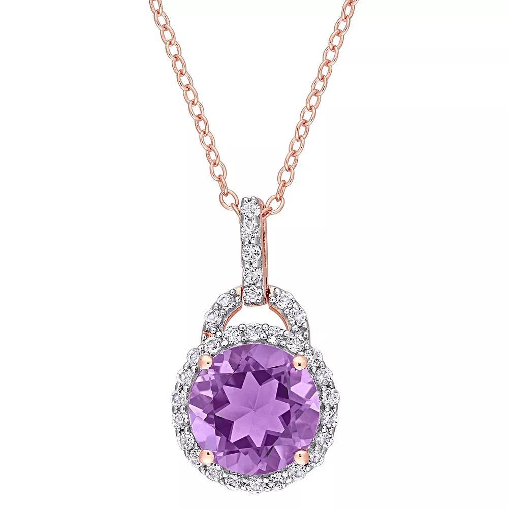 Stella Grace 18k Rose Gold Over Silver Amethyst & White Topaz Drop Pendant Necklace, Women's, Size: 18", Pink Tone Product Image