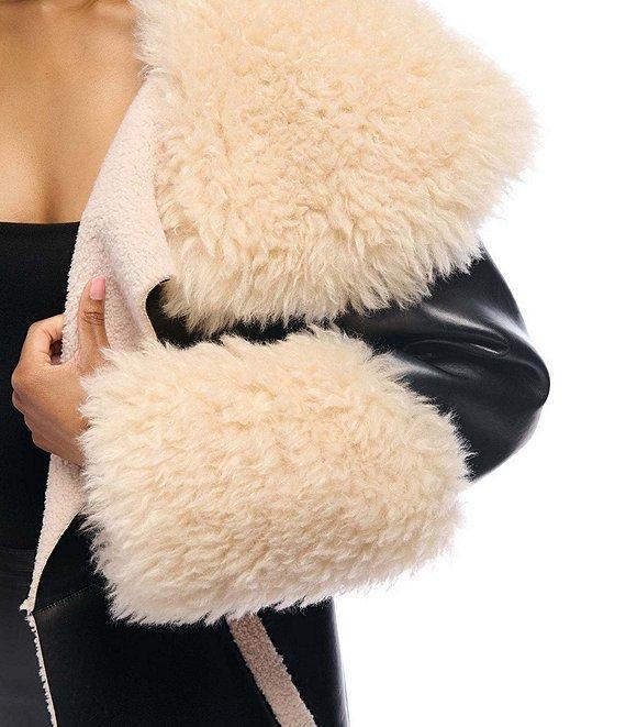 Azalea Wang Fluffy Oversized Neck Faux Fur Trim Snap Front Trench Jacket Product Image