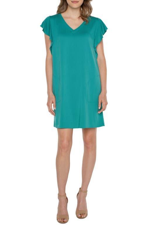 Liverpool Los Angeles Flutter Sleeve Dress (Mermaid Teal) Women's Dress Product Image