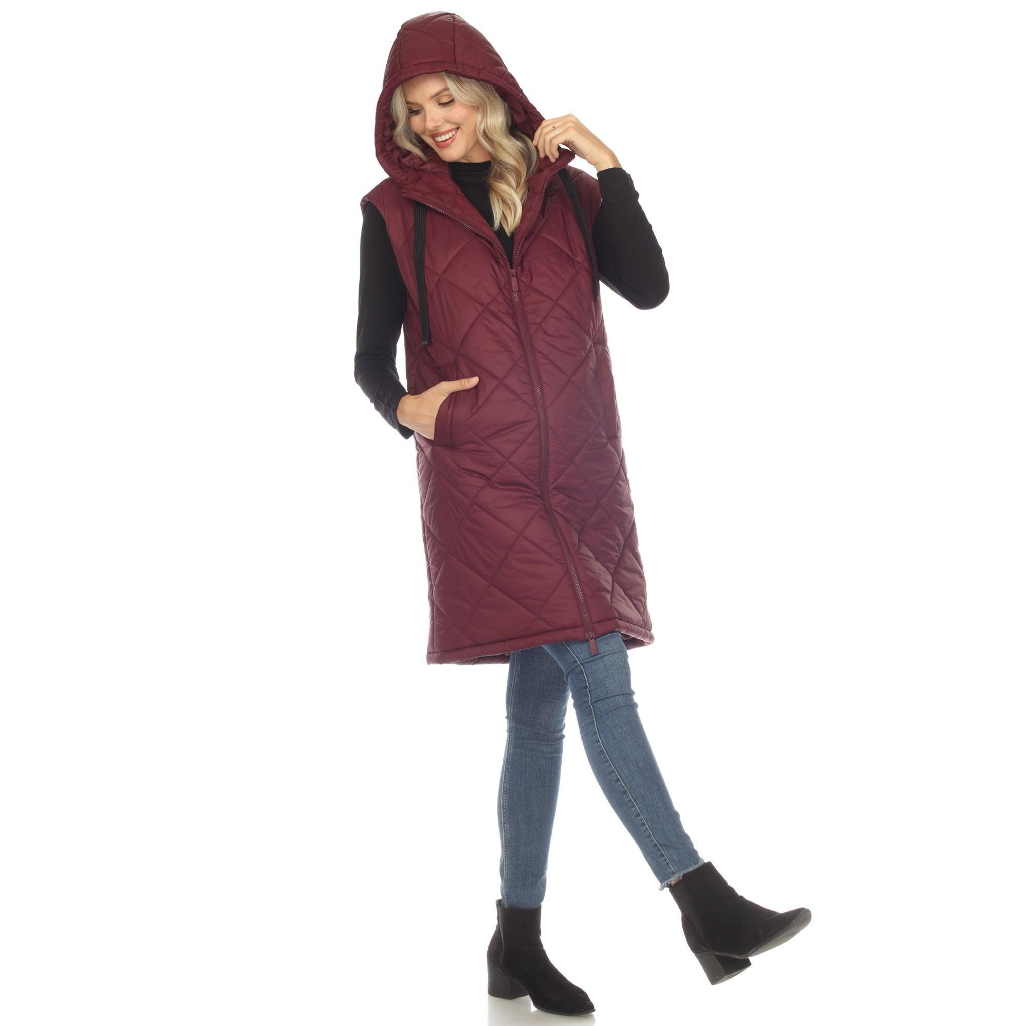 Women's Diamond Quilted Hooded Puffer Vest Female Product Image