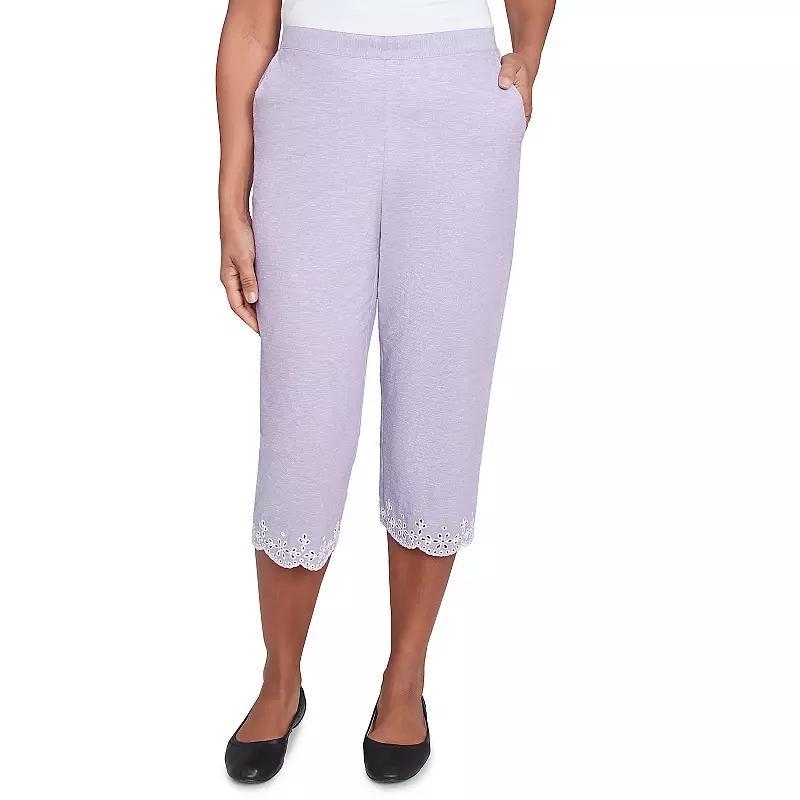Women's Alfred Dunner Eyelet Embroidered Capri Pants, Size: 10, Gray Product Image