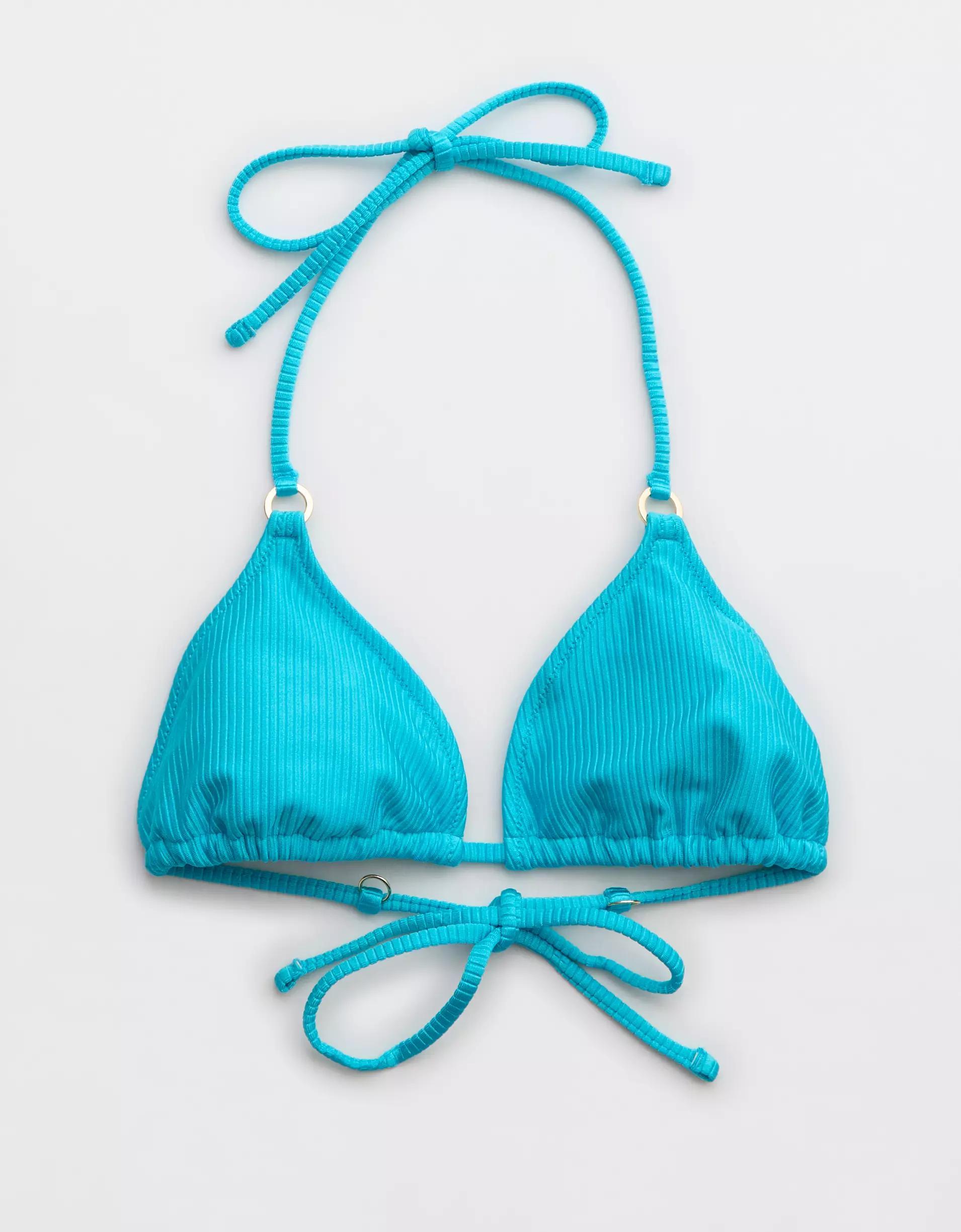 Aerie Shine Rib String Triangle Bikini Top Product Image