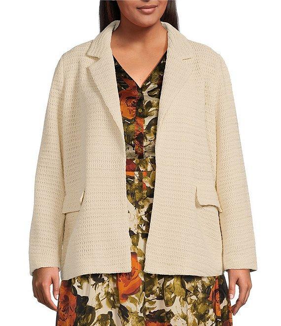 Skies Are Blue Plus Crocheted Long Sleeve Blazer Product Image