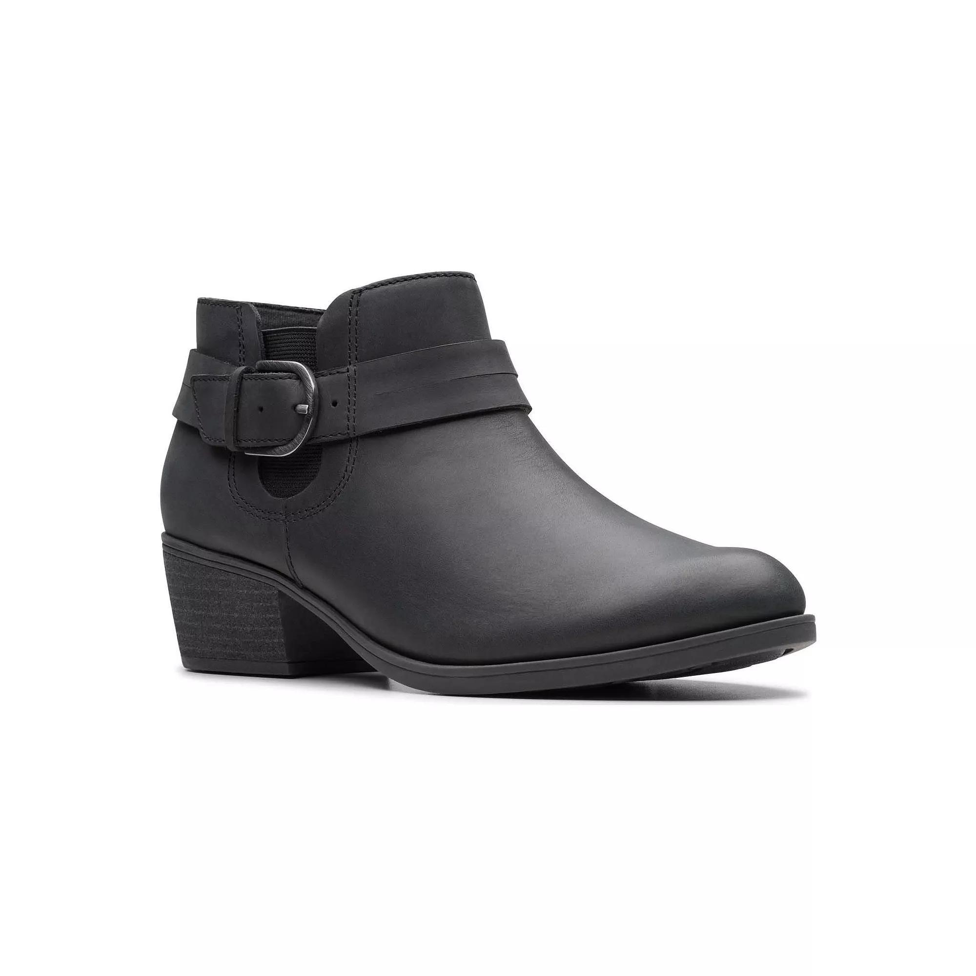 Clarks Charlten Rae Womens Buckle Detail Leather Ankle Boots Product Image