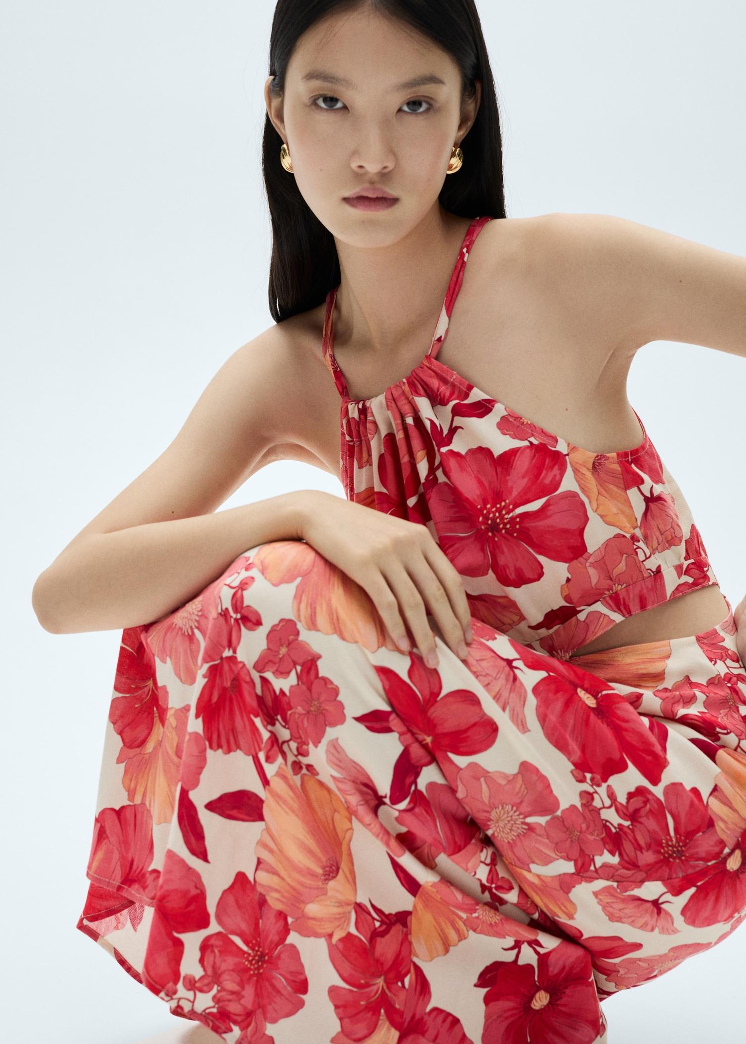Floral dress with openings - Women | MANGO USA Product Image
