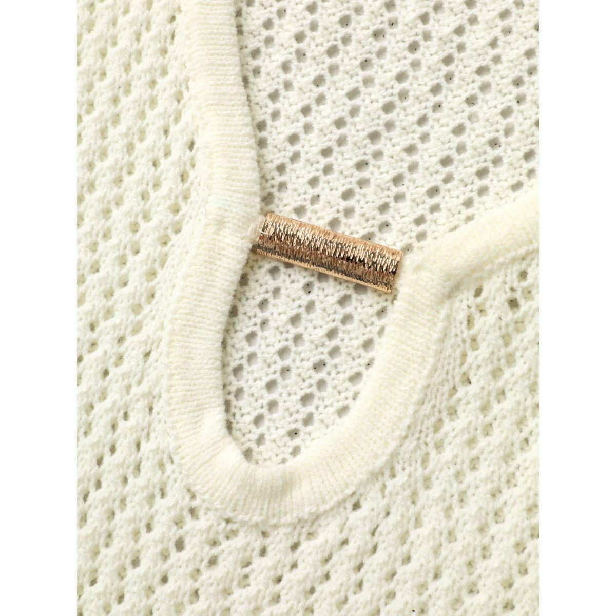 Plus Size Slit Cut-Out Metal Ring Swim Cover-Up Women's Swimwear Ivory Beach Loose Cut-Out Curve Swim Cover Ups BloomChic 28/5X Product Image