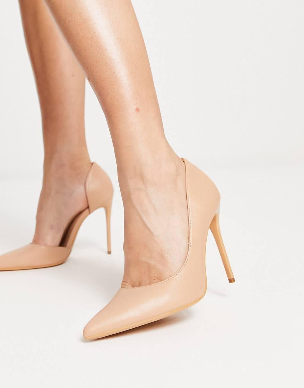 Truffle Collection pointed stiletto heels in rose gold Product Image