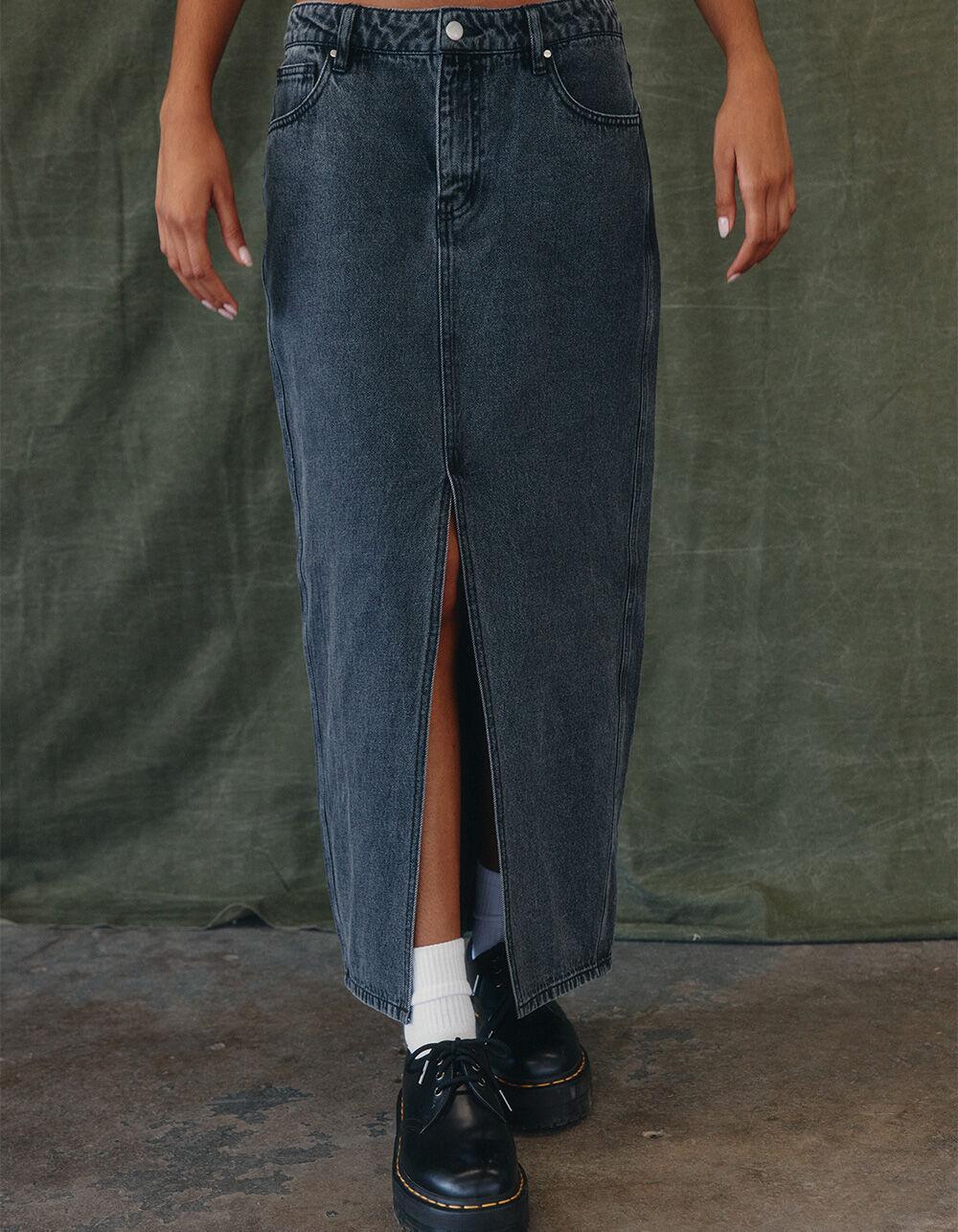 WEST OF MELROSE Denim Womens Maxi Skirt - GRAY Product Image