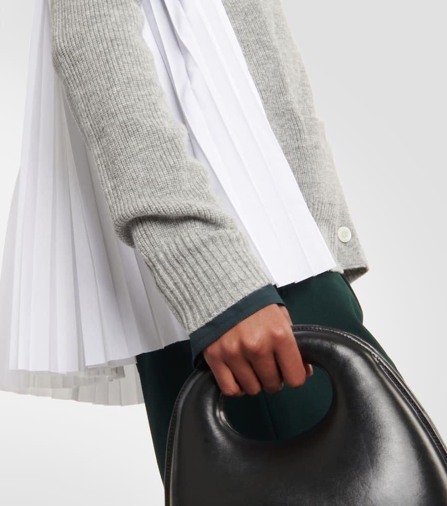 SACAI Grey & White Pleated Back Cardigan In Light Grey Product Image