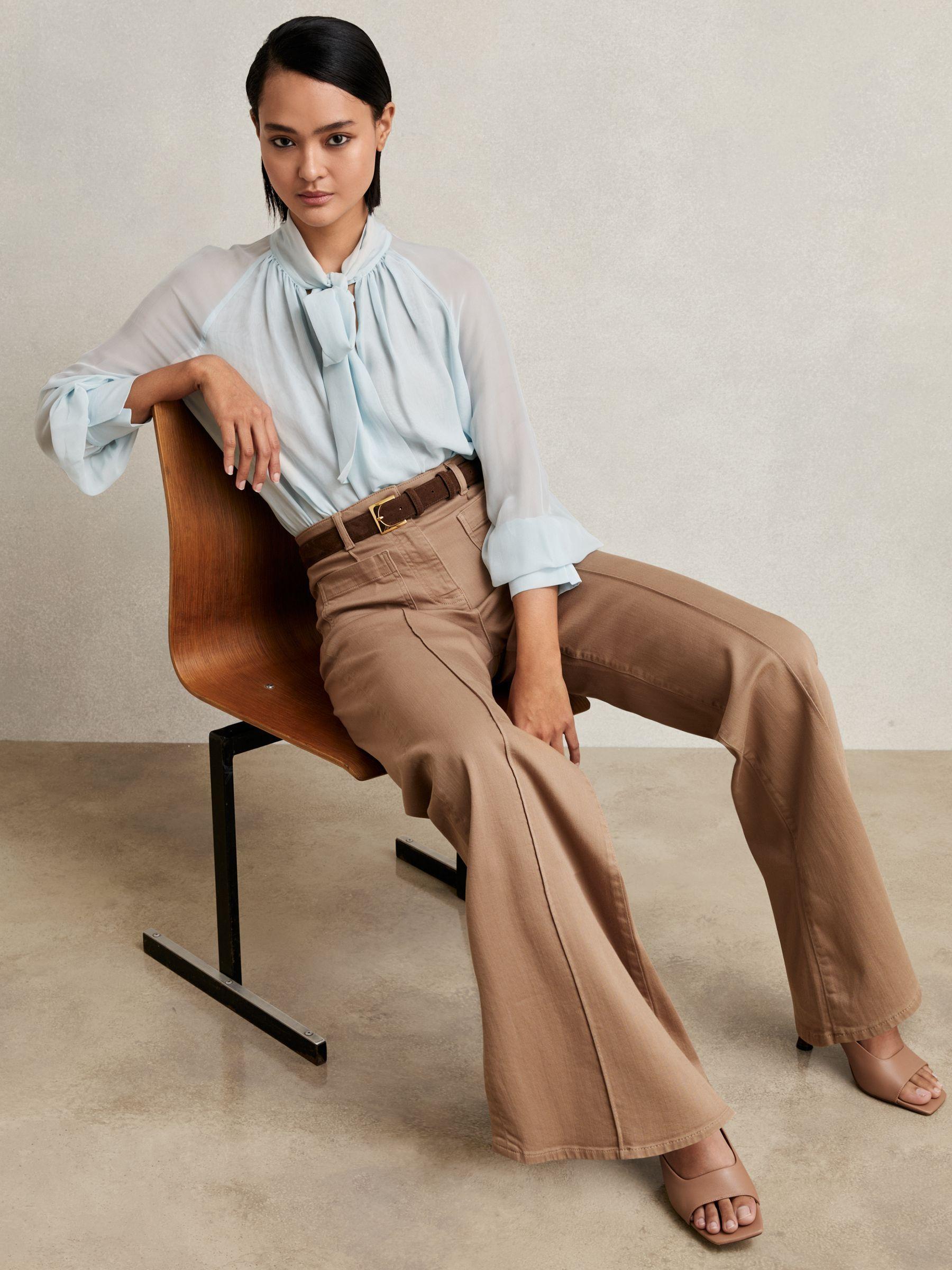Petite Stretch-Cotton Wide-Leg Jeans in Light Blue Product Image