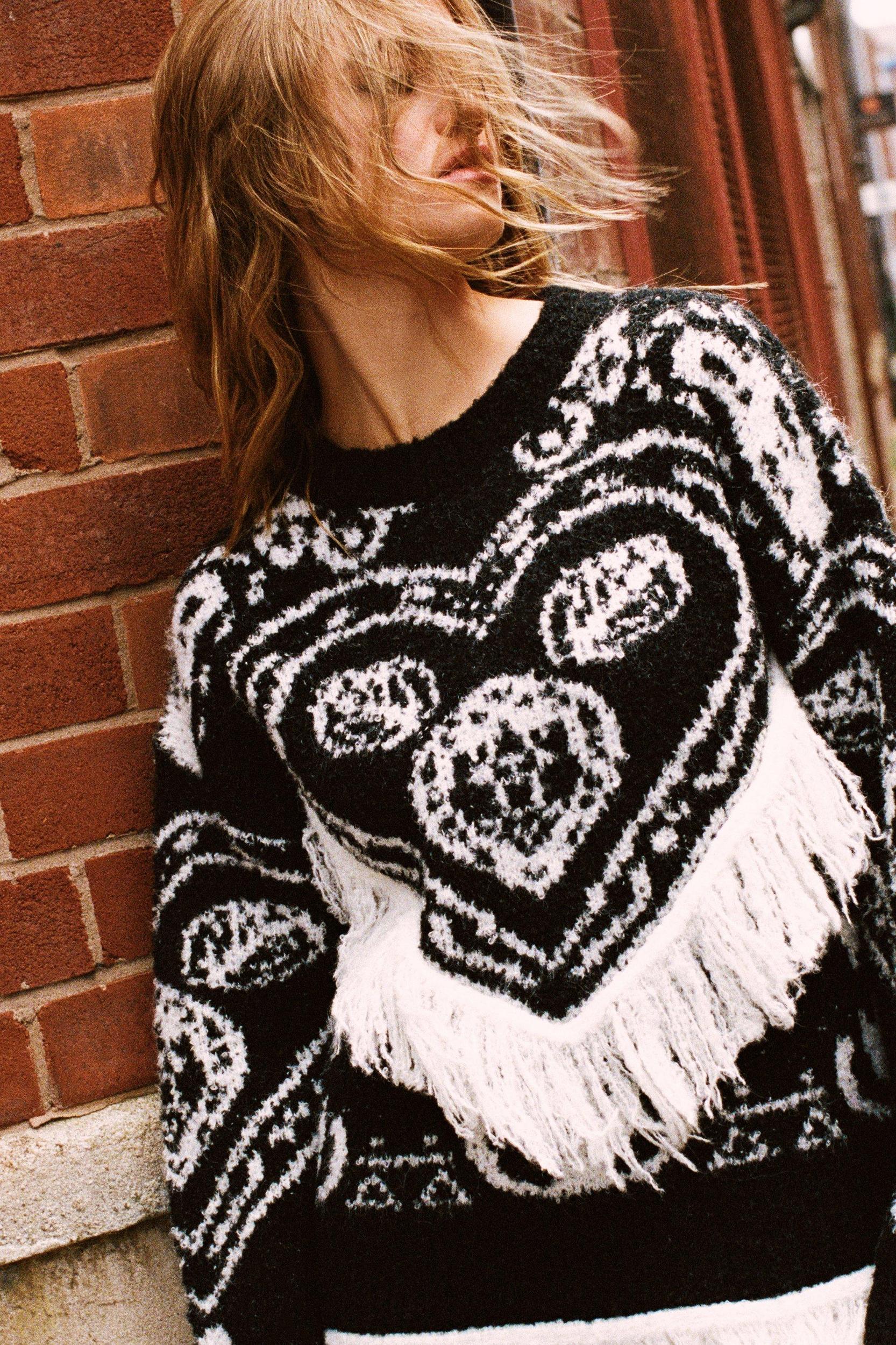 Mono Fringe Intarsia Sweater Product Image