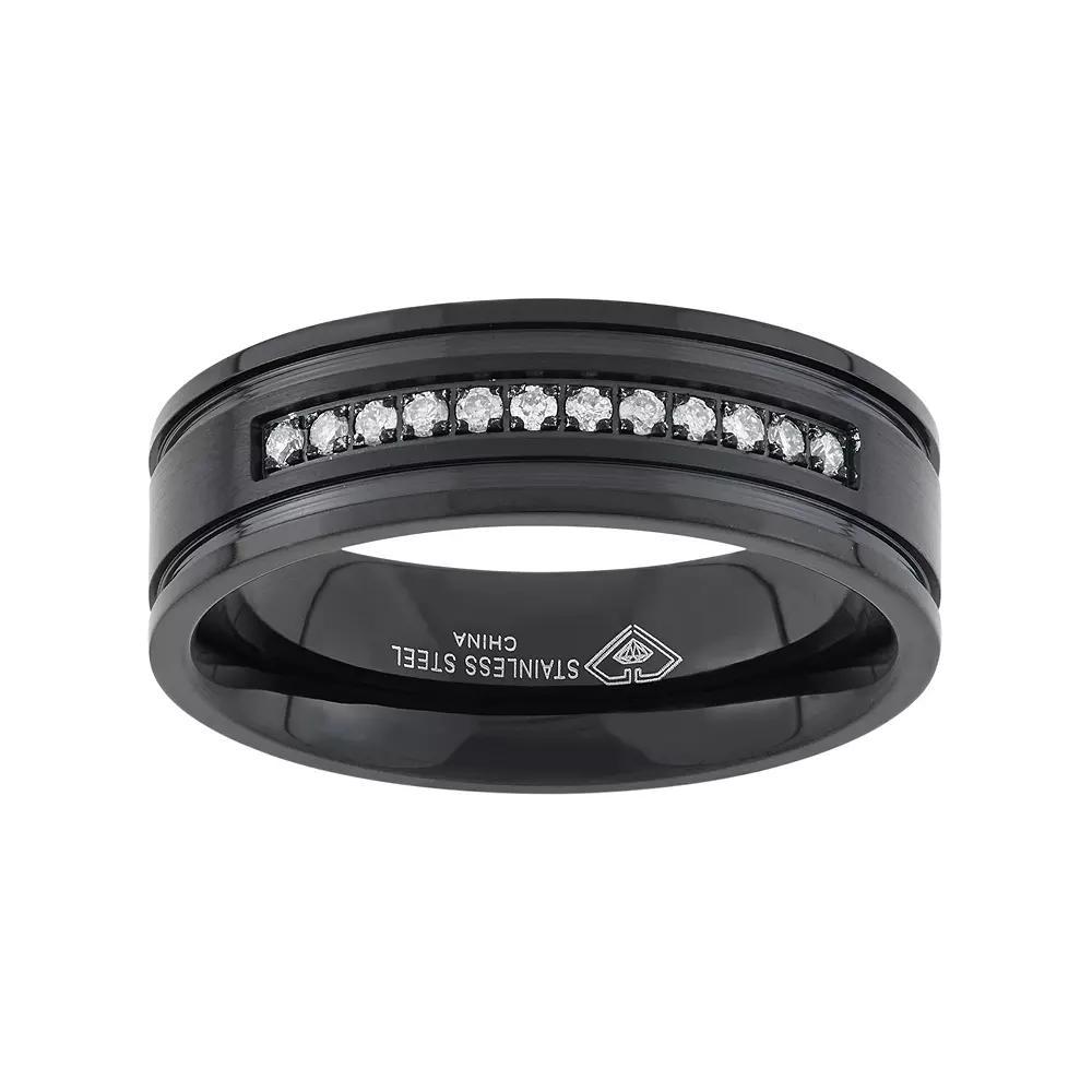 1/6 Carat T.W. Diamond Black Ion-Plated Stainless Steel Wedding Band - Men, Men's, Size: 14 Product Image