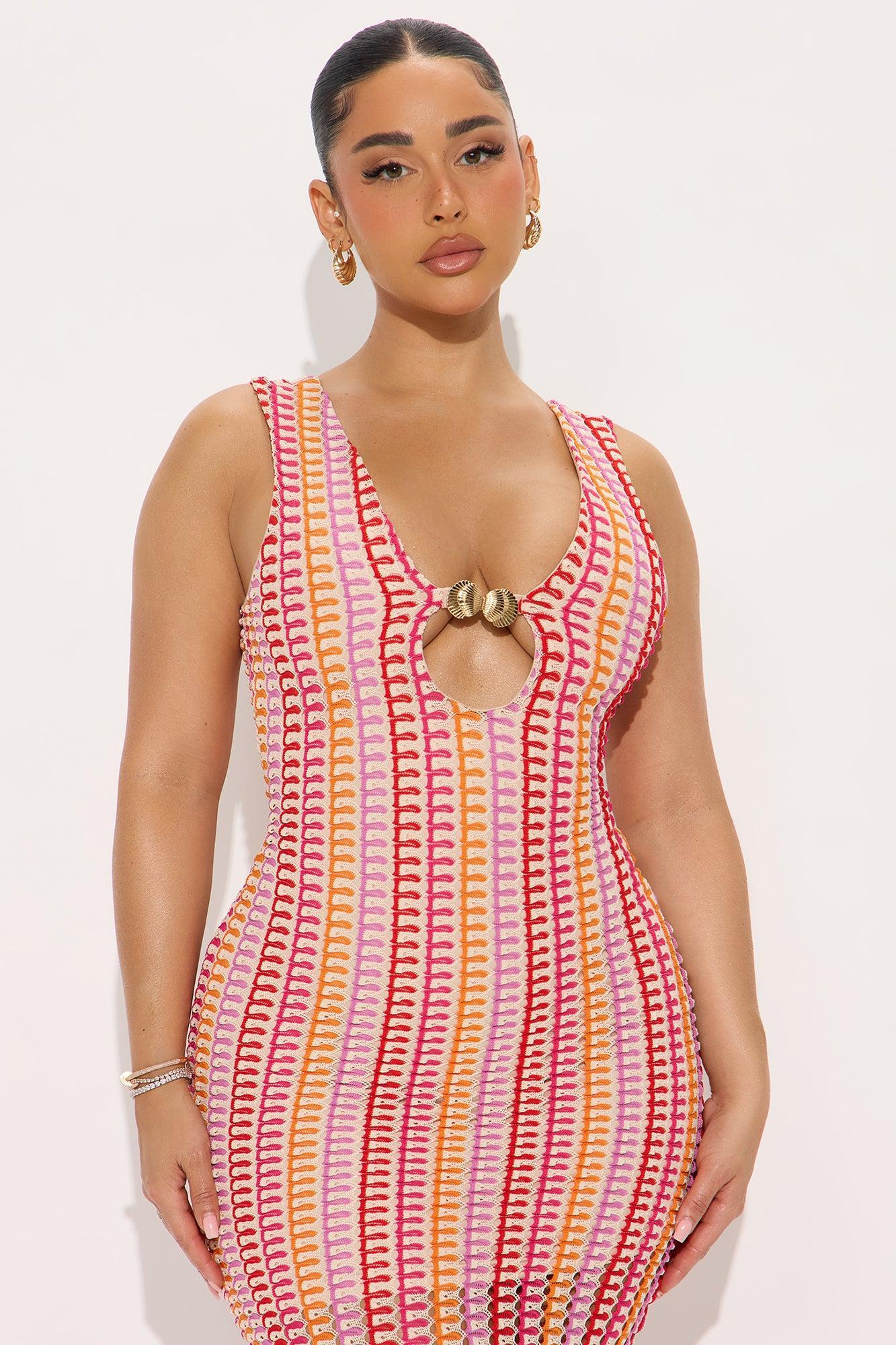 Bria Crochet Maxi Dress - Pink/combo Product Image