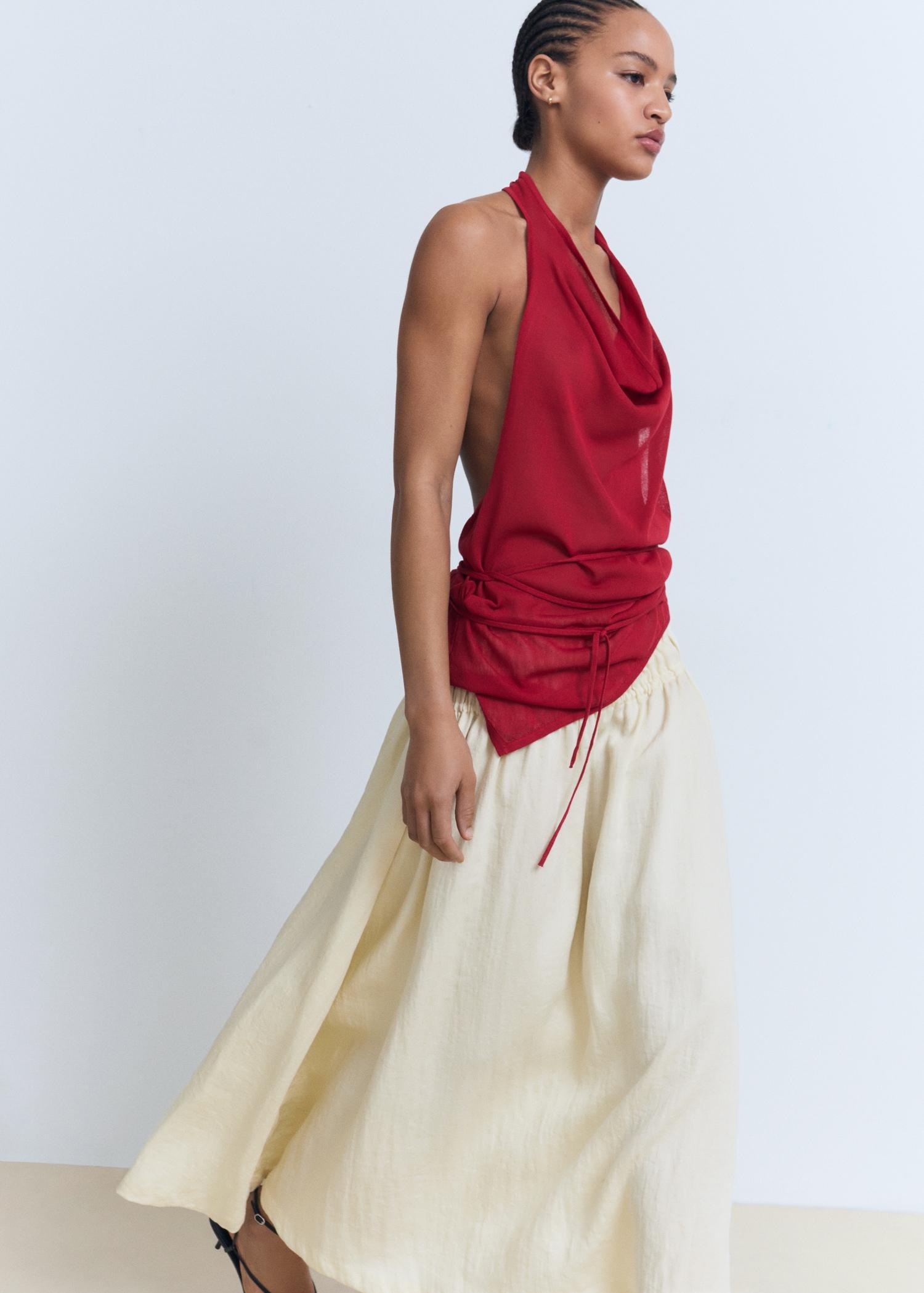 Long gathered panel skirt - Women | MANGO USA Product Image