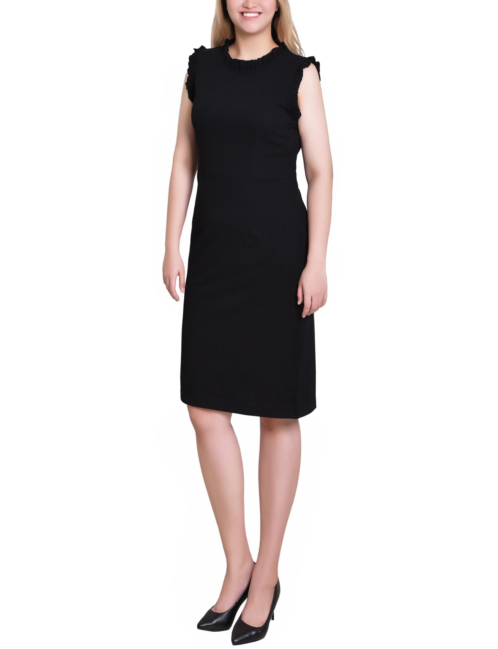 Black Sleeveless Ruffle Detail Dress Product Image