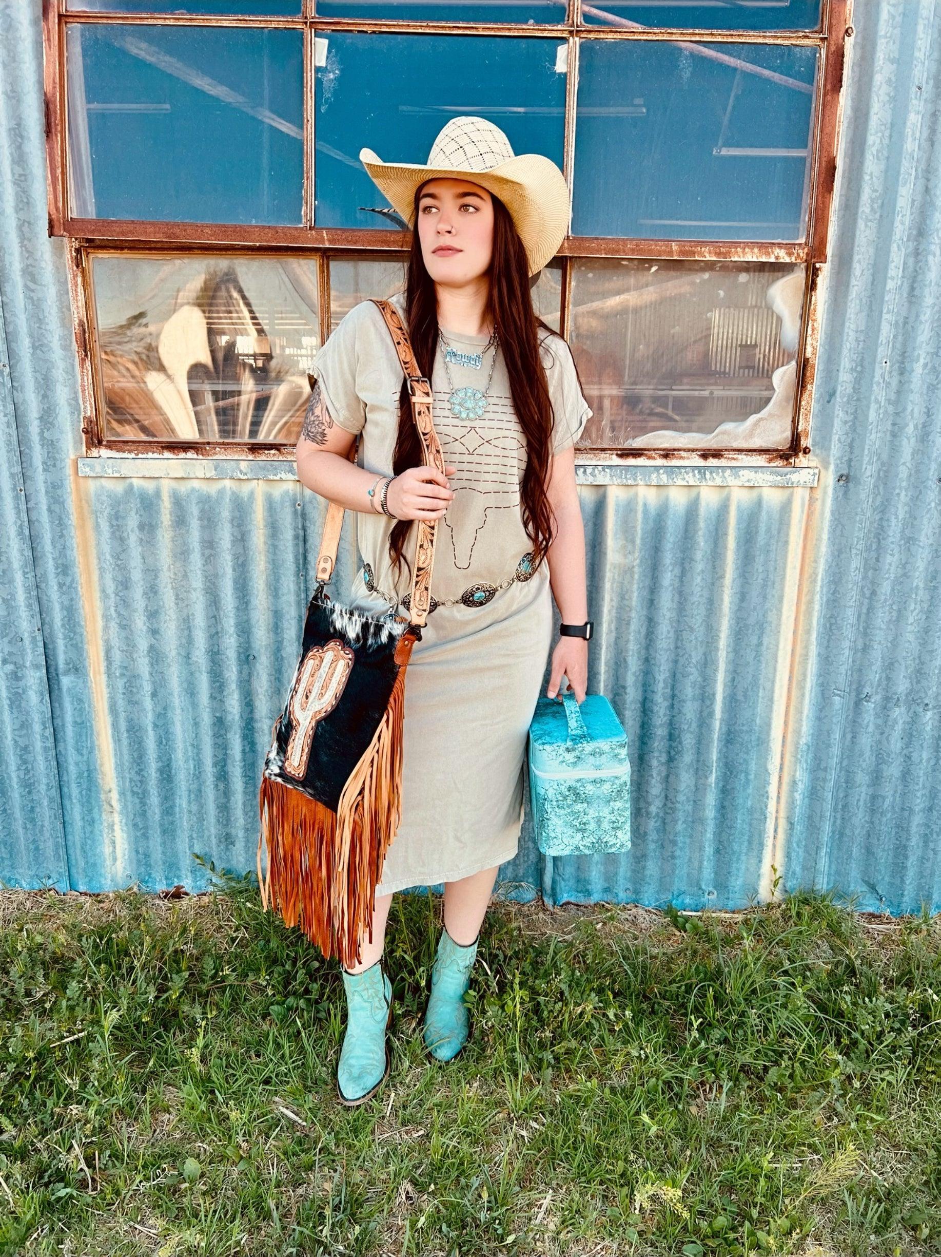 Boot Stitch T-shirt Slit to the Hip Tan Dress Product Image