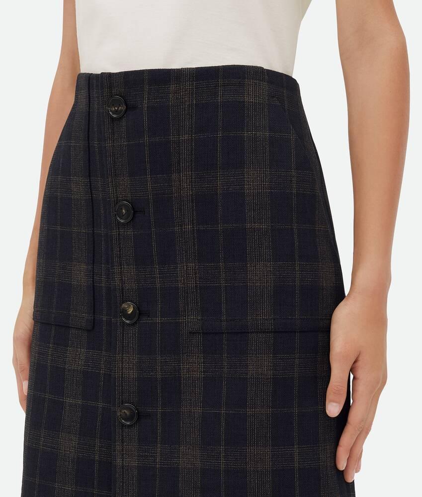 Women's Checked Cotton Mouline Skirt in Blue/brown Product Image