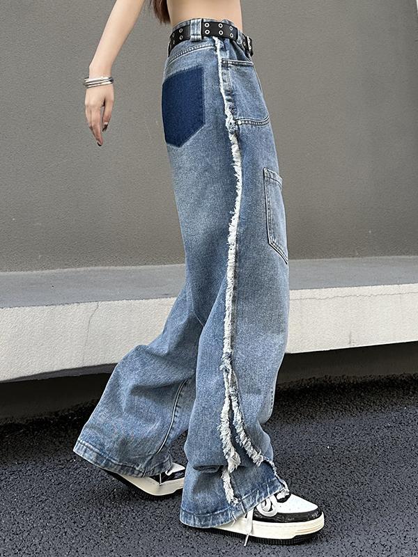 Vintage Multi Pocket Side Raw Trim Cargo Jeans Product Image