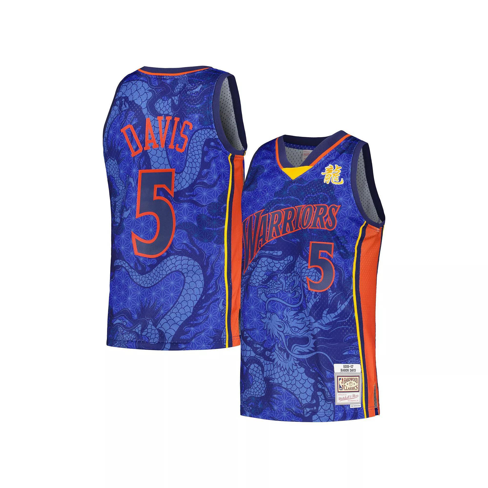 Men's Mitchell & Ness Baron Davis Royal Golden State Warriors 2006/07 Hardwood Classics Asian Heritage 6.0 Swingman Throwback Player Jersey, Size: XL, Blue Product Image